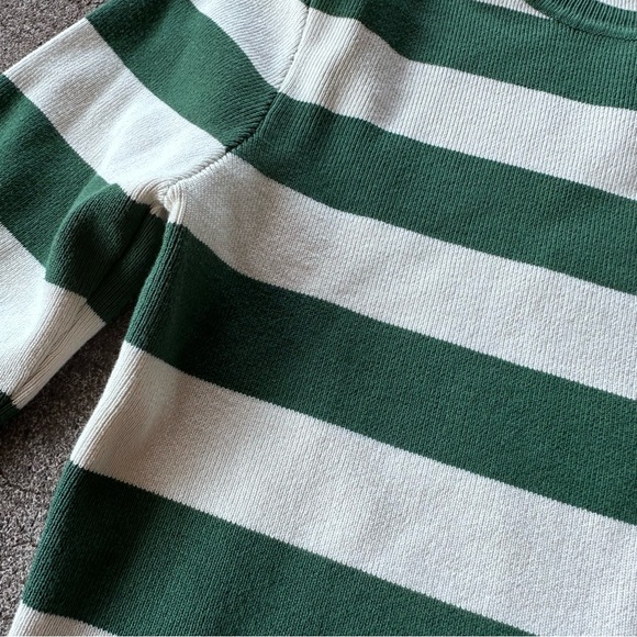 Zara Green Striped Long Sleeve Crewneck Sweatshirt - Picture 3 of 4
